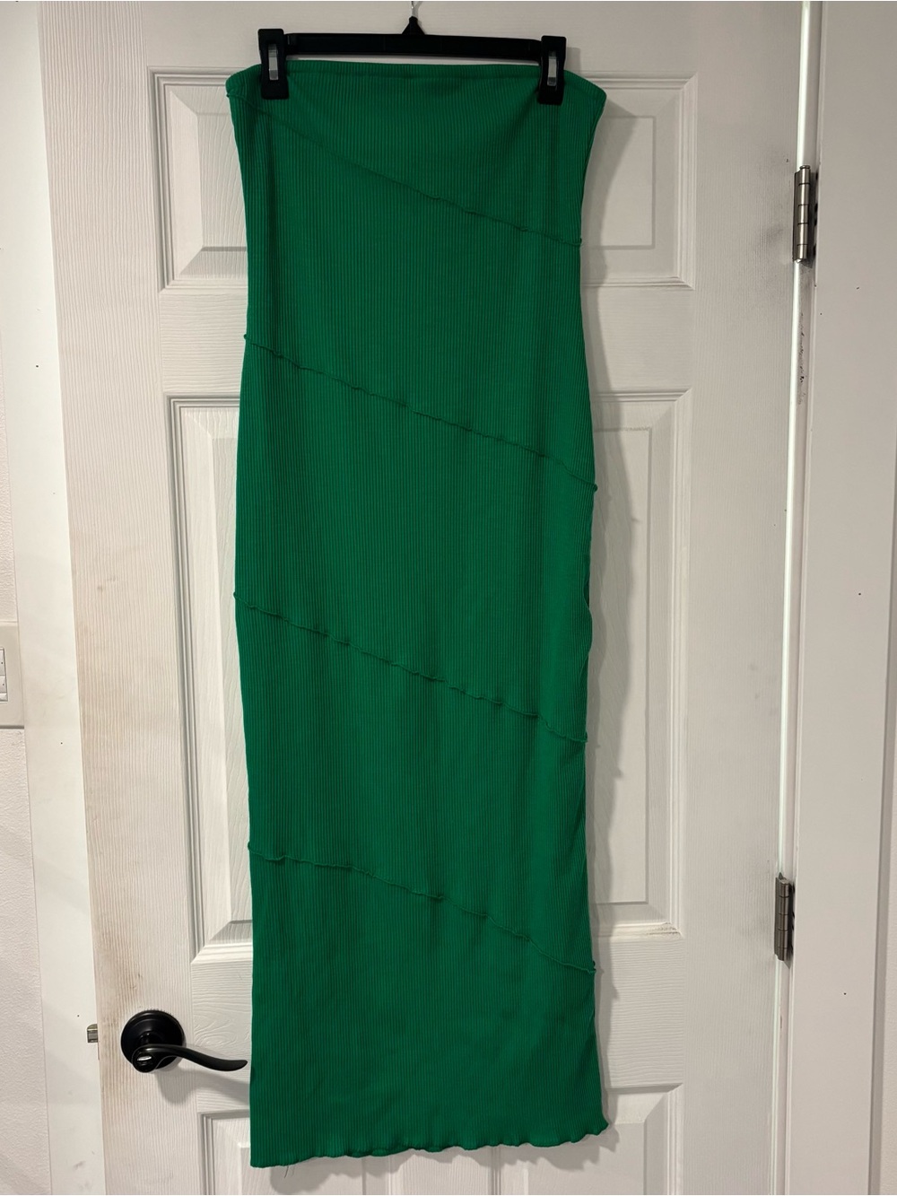 PrettyGarden Green Strapless Ribbed Maxi Dress